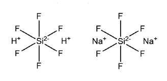 Molecular structure of Hexafluorosilicic acid (sodium-fluorosilicate)